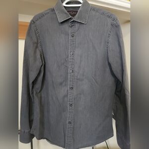 Black & Brown 1826 Washed Gray Button-Up Shirt